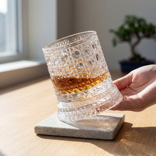 VortexCut™ Crystal Diamond Spinner Whiskey Glass