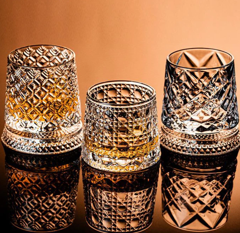 VortexCut™ Crystal Diamond Spinner Whiskey Glass