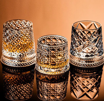 VortexCut™ Crystal Diamond Spinner Whiskey Glass