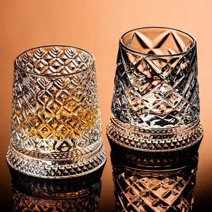 VortexCut™ Crystal Diamond Spinner Whiskey Glass